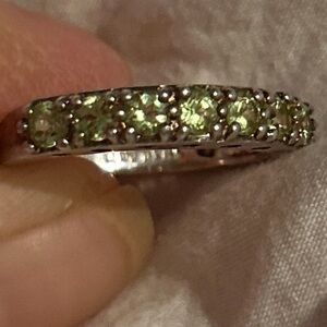 Elegant Silver Band with Peridot Gemstones